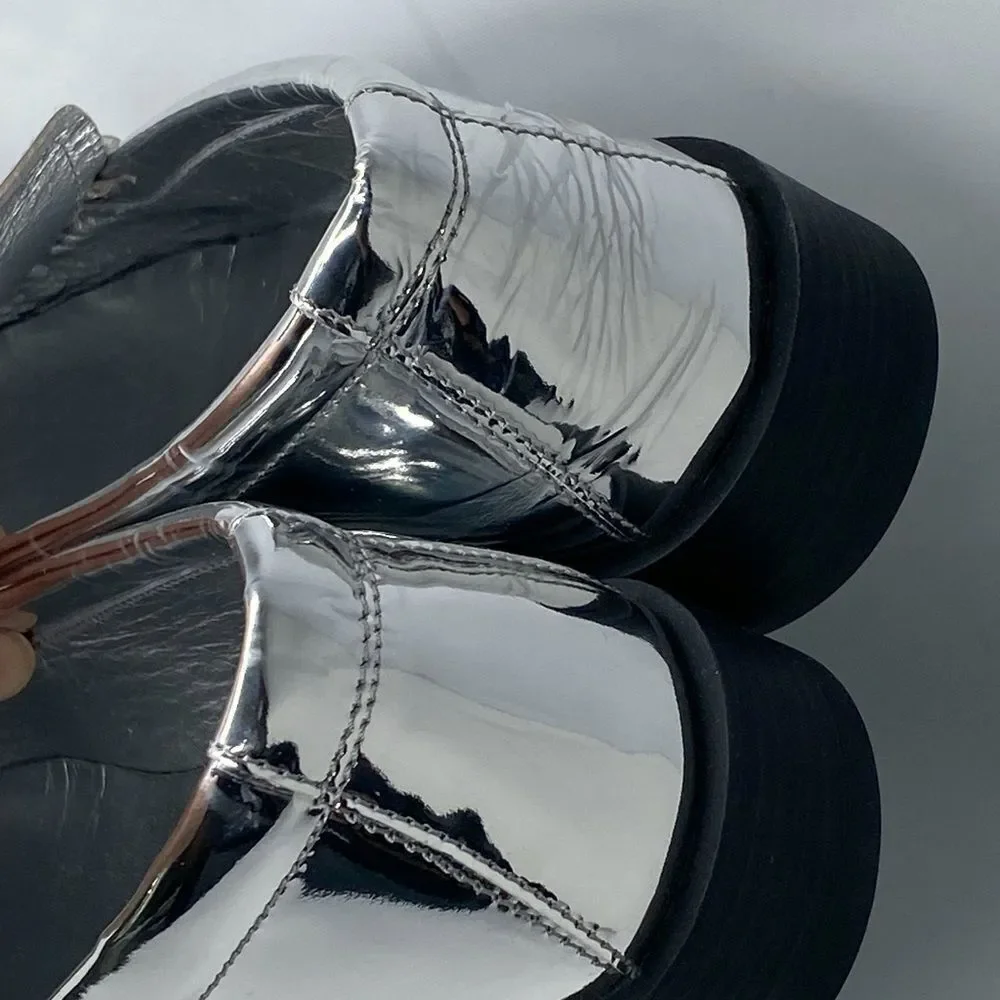 Jimmy Choo Addie JC Logo Metallic Loafer size 38
